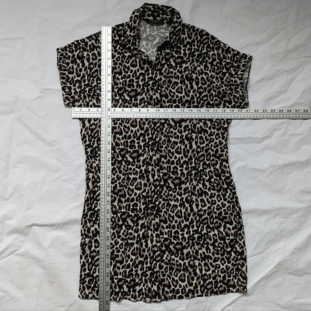 Vero Moda Simply Easy Shirt Tie Dress Animal leopard Print - Size XS - Picture 3 of 9